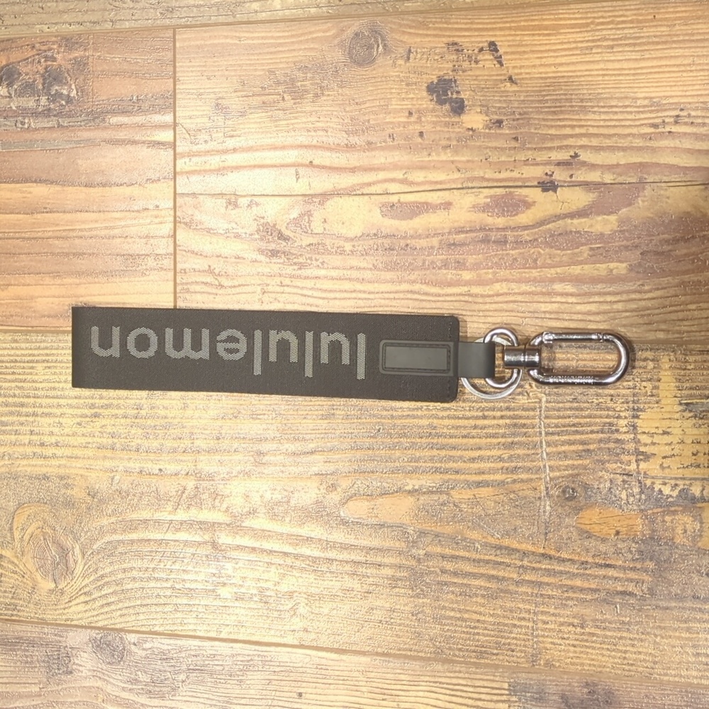 Lululemon Black Strap Keychain with Silver Clasp